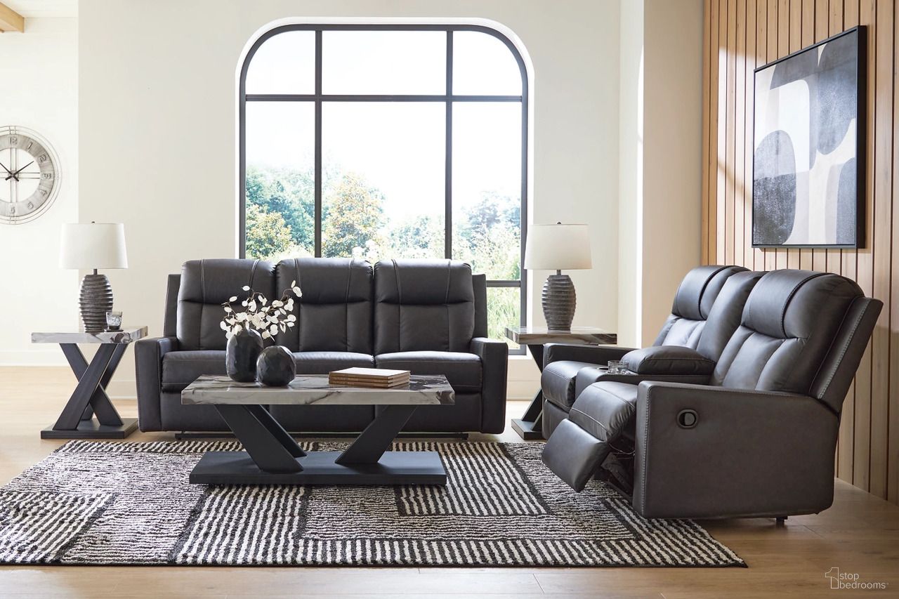 The appearance of Mackmenville Reclining Living Room Set In Carbon designed by Signature Design by Ashley in the modern / contemporary interior design. This carbon piece of furniture was selected by 1StopBedrooms from Mackmenville Collection to add a touch of cosiness and style into your home. Sku: 7471388;7471394. Material: Fabric.