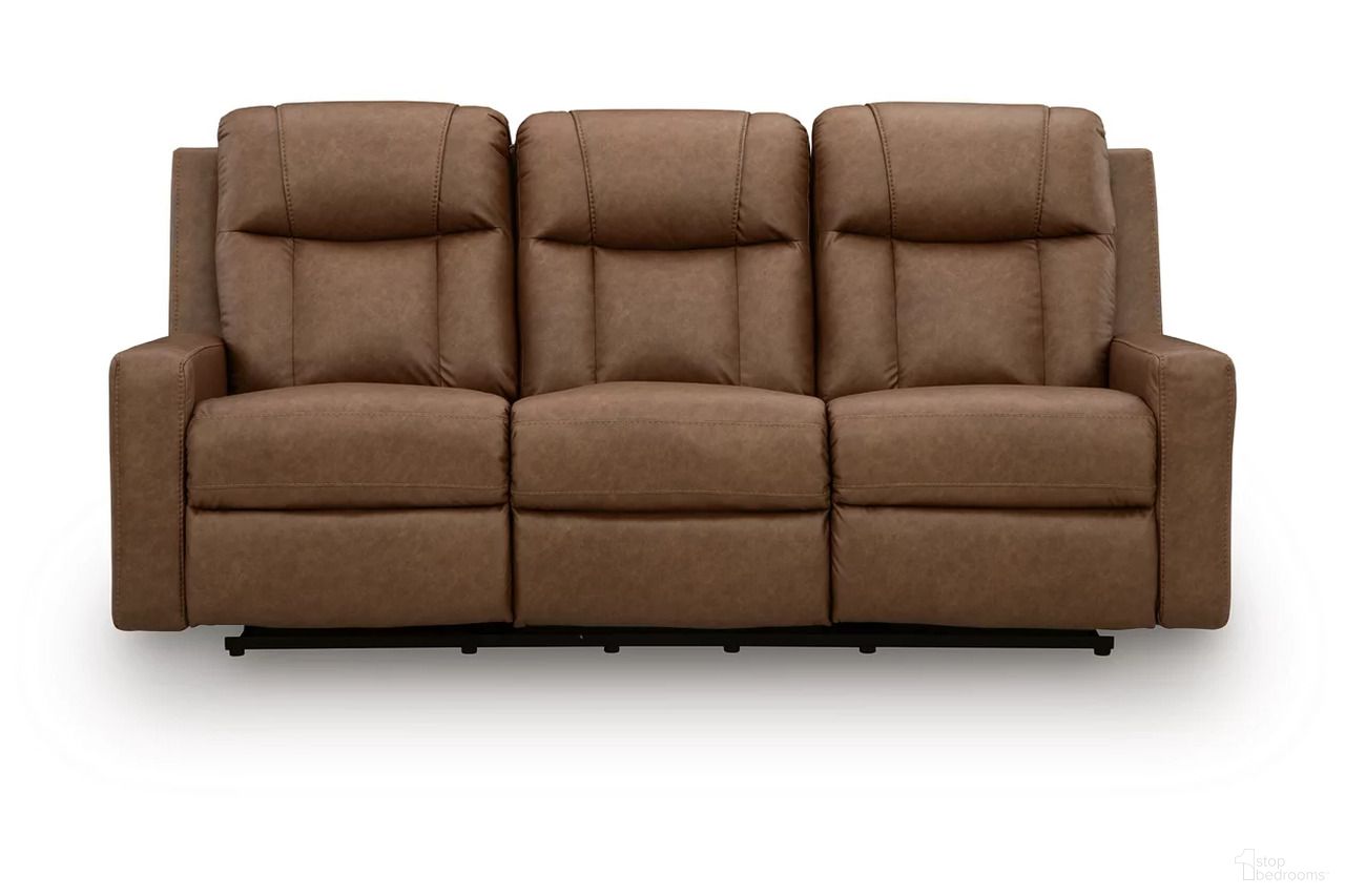 The appearance of Mackmenville Reclining Sofa In Caramel designed by Signature Design by Ashley in the modern / contemporary interior design. This caramel piece of furniture was selected by 1StopBedrooms from Mackmenville Collection to add a touch of cosiness and style into your home. Sku: 7471488. Material: Fabric.