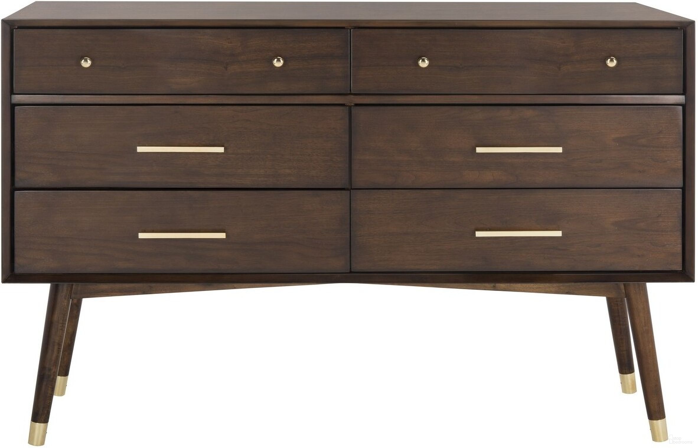 Madden Retro Dresser In Walnut and Brass