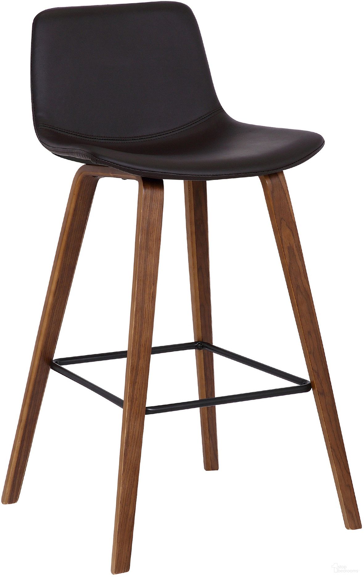 The appearance of Maddie Contemporary 26 Inch Barstool In Walnut Wood Finish and Brown Faux Leather designed by Armen Living in the modern / contemporary interior design. This brown piece of furniture was selected by 1StopBedrooms from Maddie Collection to add a touch of cosiness and style into your home. Sku: LCMDBAWABR26. Material: Steel.