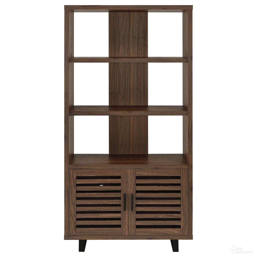 The appearance of Maddox 71 Inch 3-Shelf Cabinet Bookcase In Walnut designed by Coaster in the transitional interior design. This walnut piece of furniture was selected by 1StopBedrooms from Maddox Collection to add a touch of cosiness and style into your home. Sku: 801863. Material: Metal.