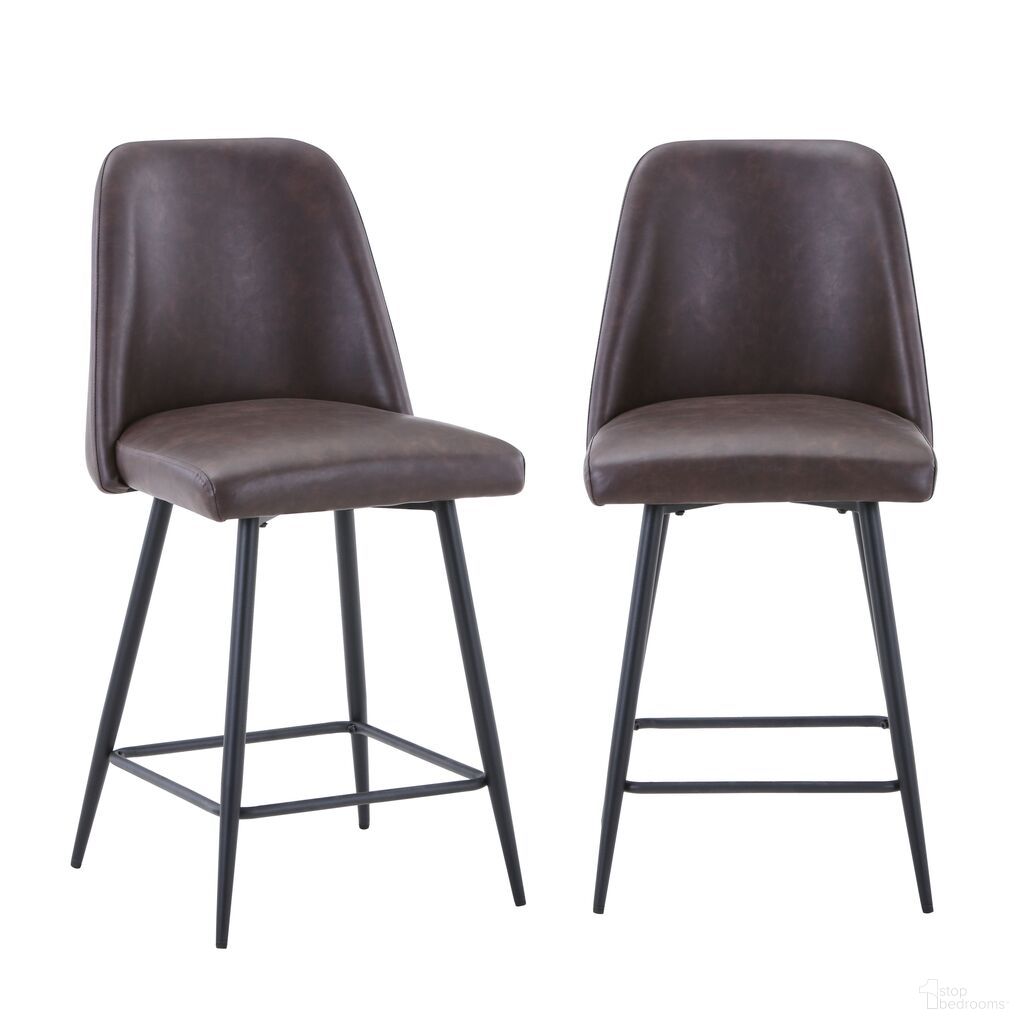 The appearance of Maddox Upholstered Counter Height Barstool Set of 2 In Dark Brown designed by Jofran in the transitional interior design. This dark brown piece of furniture  was selected by 1StopBedrooms from Maddox Collection to add a touch of cosiness and style into your home. Sku: 2271-MADDOXSTDBN. Material: Iron.