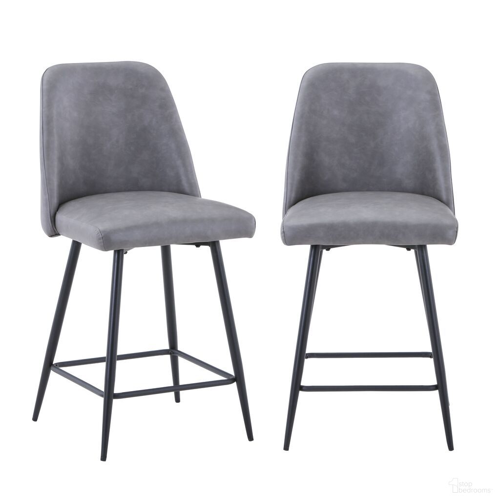 The appearance of Maddox Upholstered Counter Height Barstool Set of 2 In Grey designed by Jofran in the transitional interior design. This grey piece of furniture  was selected by 1StopBedrooms from Maddox Collection to add a touch of cosiness and style into your home. Sku: 2271-MADDOXSTGRY. Material: Iron.