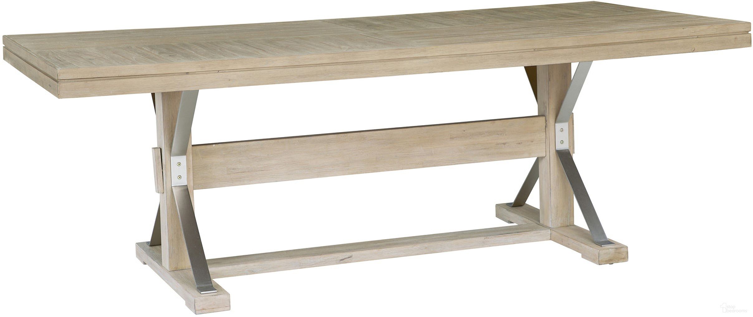The appearance of Maddox Trestle Dining Table In Biscotti designed by Aspenhome in the transitional interior design. This biscotti piece of furniture was selected by 1StopBedrooms from Maddox Collection to add a touch of cosiness and style into your home. Sku: I644-6030. Table Base Style: Trestle. Material: Wood. Table Top Shape: Rectangular. Size: 42" x 86".