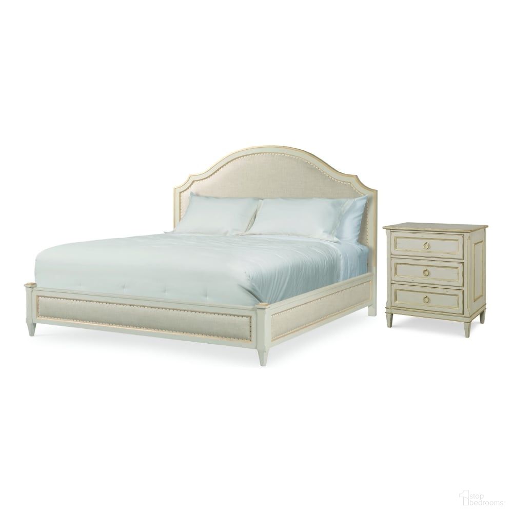 The appearance of Madeline Bedroom Set In Light Grey designed by Century Furniture in the transitional interior design. This light grey piece of furniture was selected by 1StopBedrooms from Monarch Collection to add a touch of cosiness and style into your home. Sku: MN5709K-F;MN5709K-H;MN5709K-R;MN5814. Bed Size: King. Material: Poplar Solid.