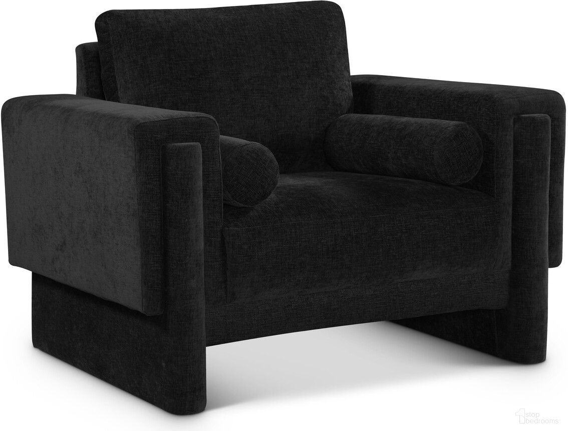 The appearance of Madeline Chenille Fabric Chair In Black designed by Meridian in the modern / contemporary interior design. This black piece of furniture was selected by 1StopBedrooms from Madeline Collection to add a touch of cosiness and style into your home. Sku: 152Black-C. Material: Plywood.