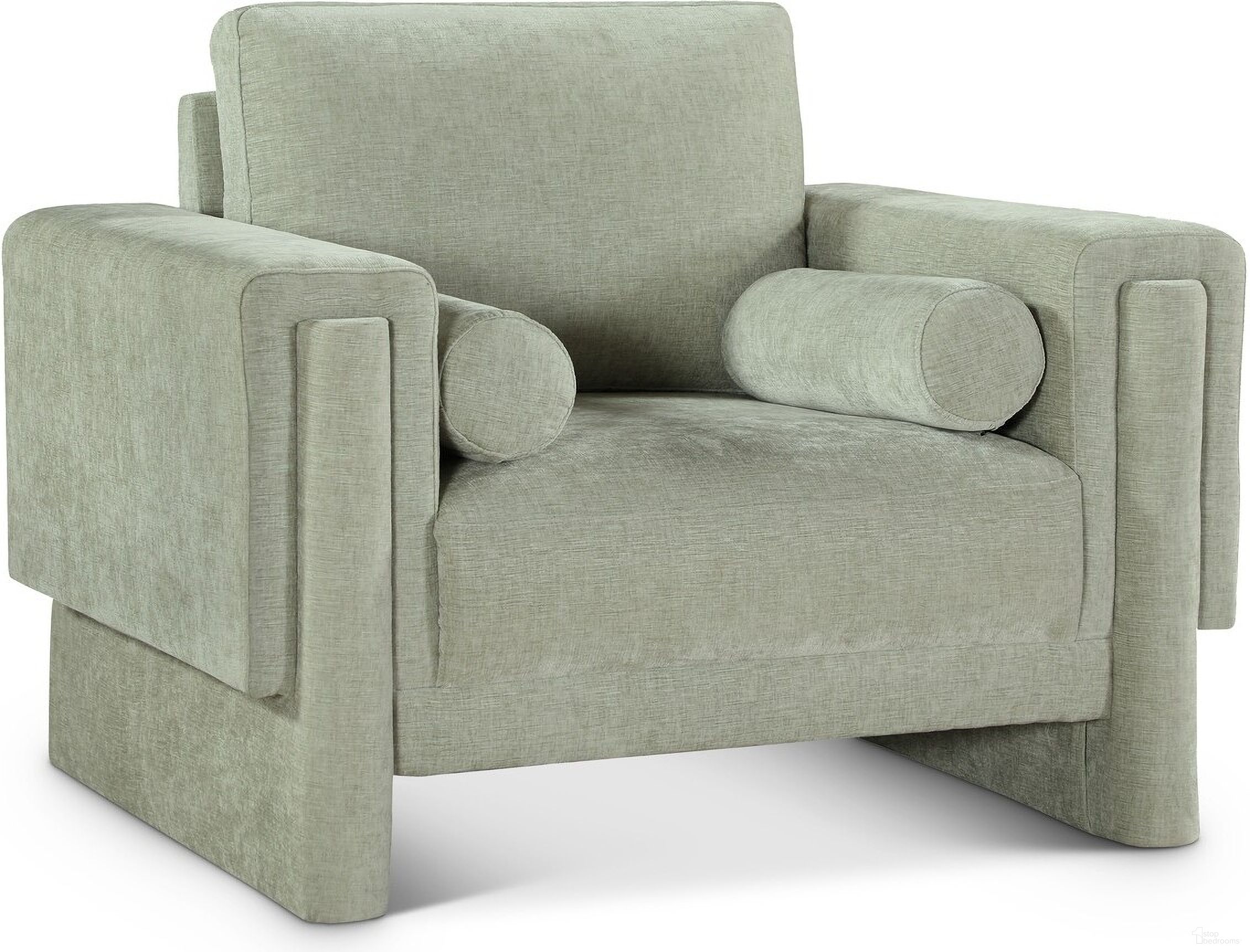 The appearance of Madeline Chenille Fabric Chair In Mint designed by Meridian in the modern / contemporary interior design. This mint piece of furniture was selected by 1StopBedrooms from Madeline Collection to add a touch of cosiness and style into your home. Sku: 152Mint-C. Material: Plywood.