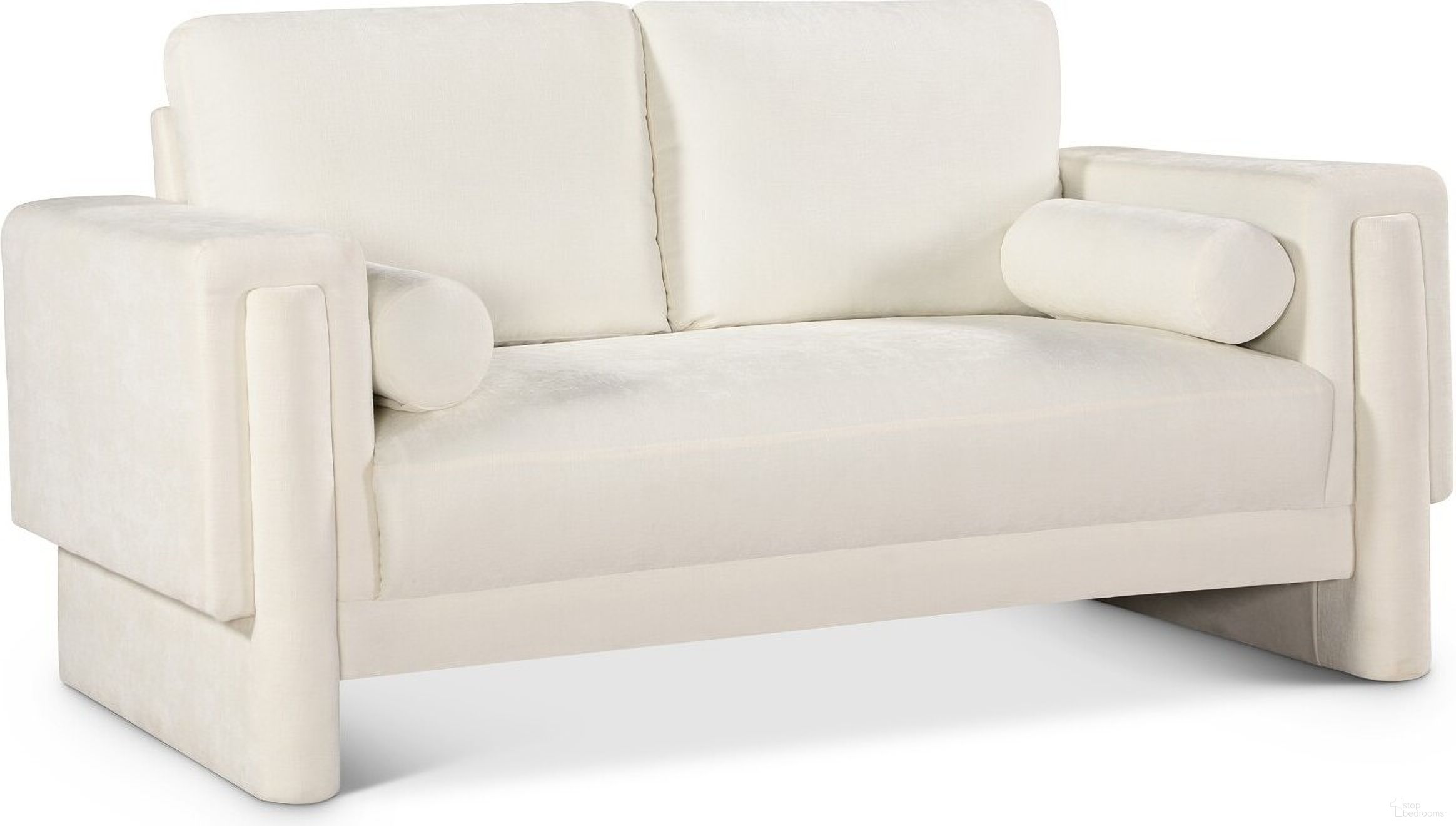 The appearance of Madeline Chenille Fabric Loveseat In Cream designed by Meridian in the modern / contemporary interior design. This cream piece of furniture was selected by 1StopBedrooms from Madeline Collection to add a touch of cosiness and style into your home. Sku: 152Cream-L. Material: Plywood.