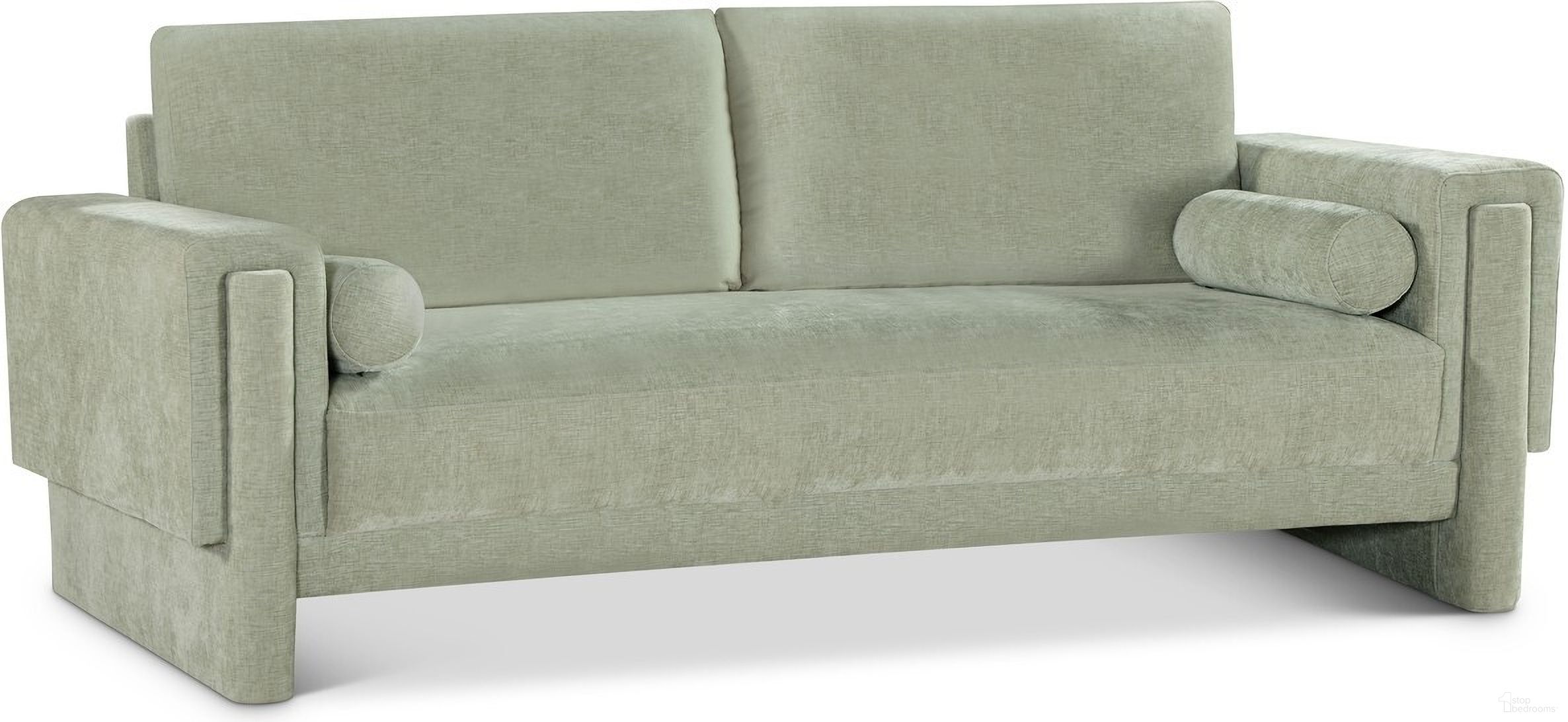 The appearance of Madeline Chenille Fabric Sofa In Mint designed by Meridian in the modern / contemporary interior design. This mint piece of furniture  was selected by 1StopBedrooms from Madeline Collection to add a touch of cosiness and style into your home. Sku: 152Mint-S. Material: Plywood.