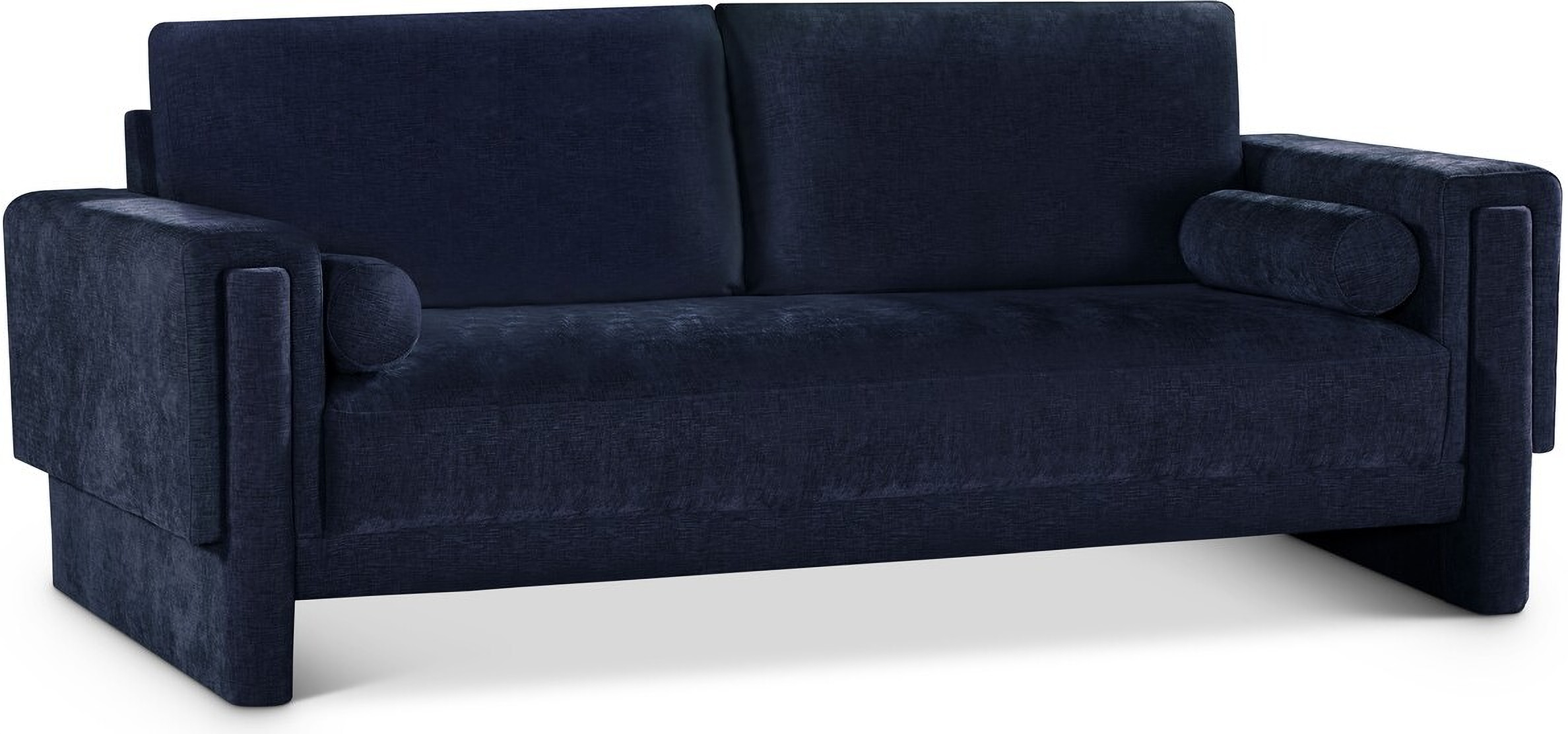 Madeline Chenille Fabric Sofa In Navy by Meridian 1StopBedrooms
