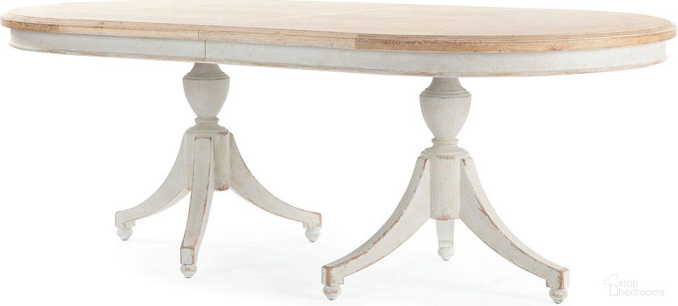 The appearance of Madeline Double Pedestal Dining Table In Light Grey designed by Century Furniture in the interior design. This light grey piece of furniture was selected by 1StopBedrooms from Monarch Collection to add a touch of cosiness and style into your home. Sku: MN5562-B;MN5562-T. Table Base Style: Double Pedestal. Table Top Shape: Oval. Size: 44" x 84". Material: Solid Wood.