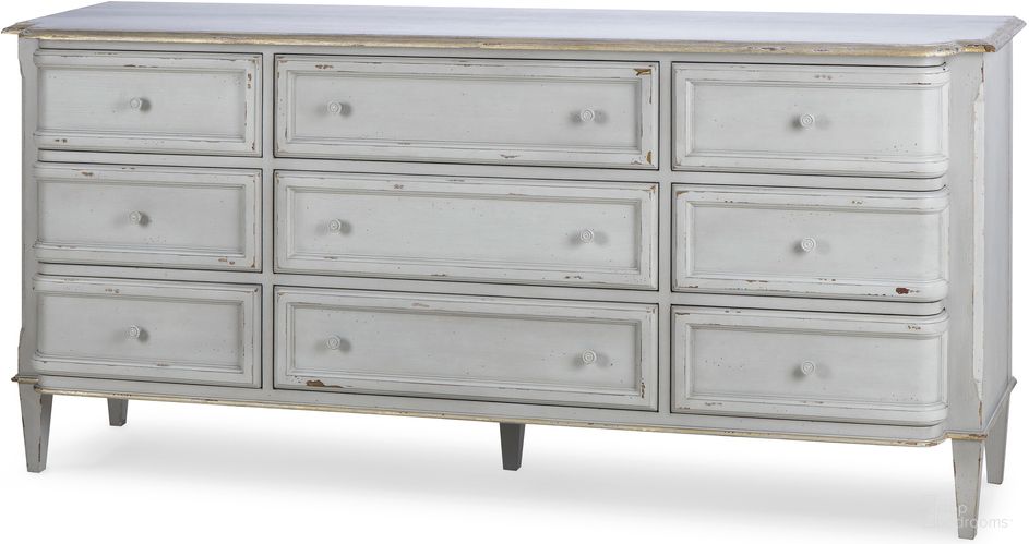The appearance of Madeline Dresser In Light Grey designed by Century Furniture in the modern / contemporary interior design. This light grey piece of furniture  was selected by 1StopBedrooms from Monarch Collection to add a touch of cosiness and style into your home. Sku: MN5770. Material: Acacia Wood.