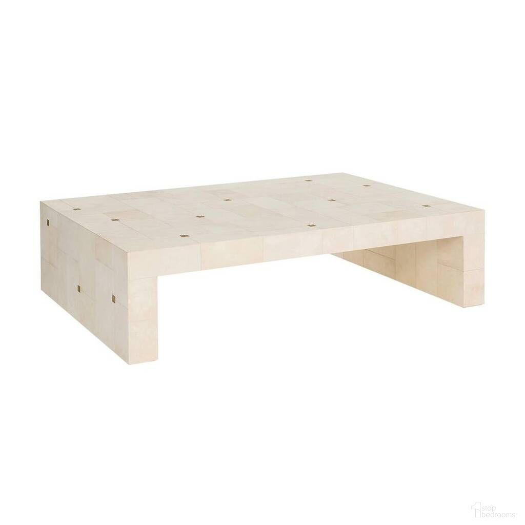 The appearance of Madelyn Coffee Table In Ivory designed by Arteriors in the interior design. This ivory piece of furniture was selected by 1StopBedrooms from Madelyn Collection to add a touch of cosiness and style into your home. Sku: FCI27. Material: Vellum.