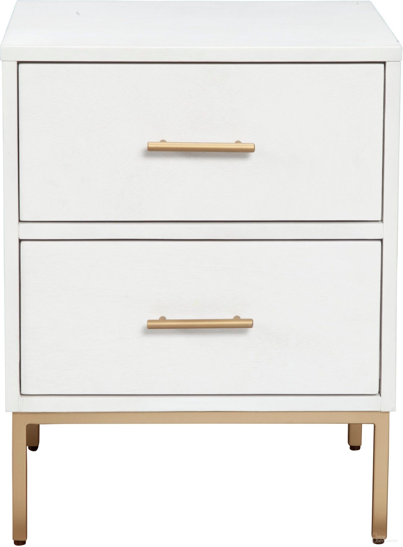 The appearance of Madelyn Two Drawer Nightstand In White designed by Alpine in the modern / contemporary interior design. This white piece of furniture was selected by 1StopBedrooms from Madelyn Collection to add a touch of cosiness and style into your home. Sku: 2010-02. Material: Mahogany.