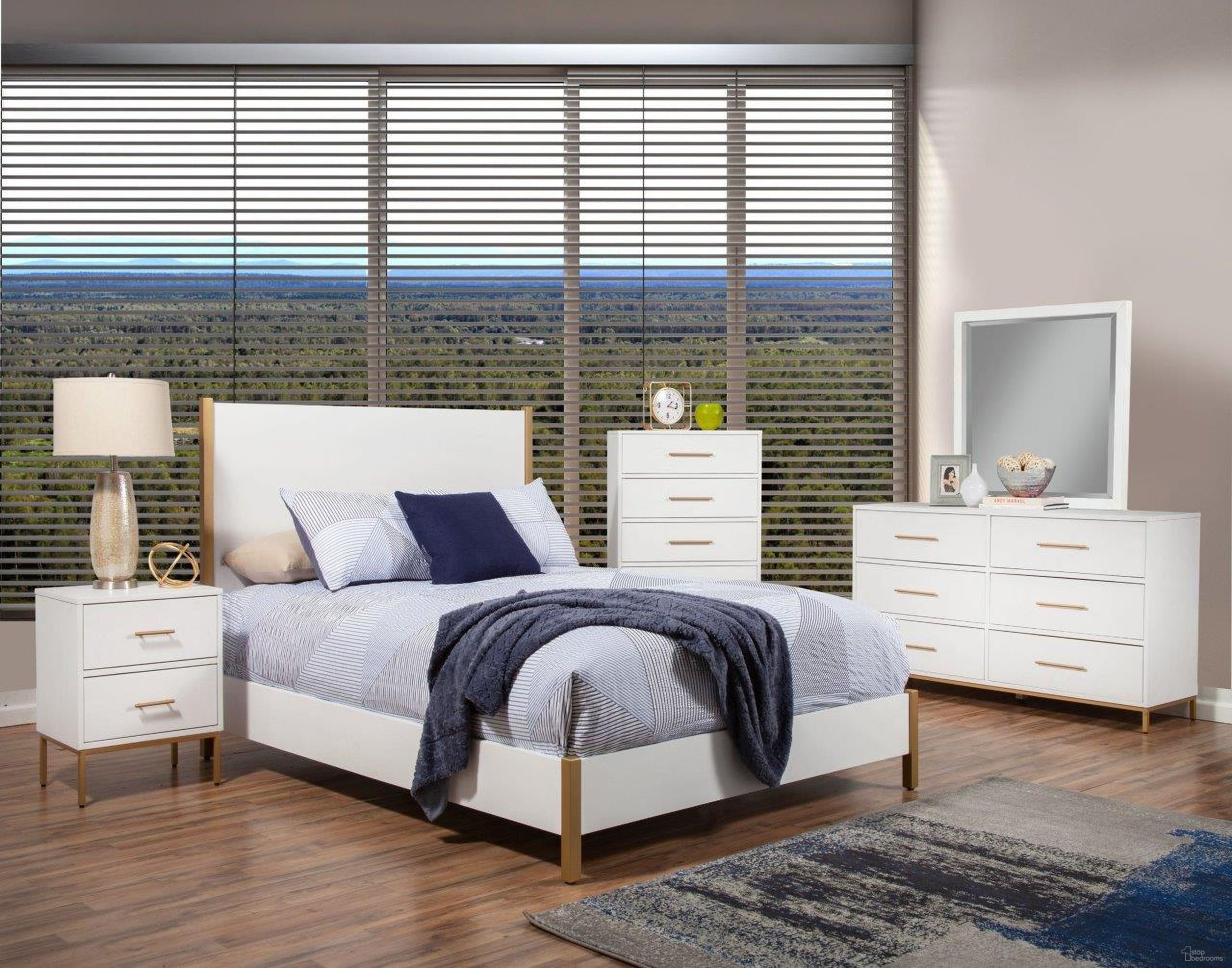 The appearance of Madelyn White Youth Panel Bedroom Set designed by Alpine in the transitional interior design. This white piece of furniture was selected by 1StopBedrooms from Madelyn Collection to add a touch of cosiness and style into your home. Sku: 2010-08F;2010-02. Bed Type: Panel Bed. Bed Size: Full. Material: Wood Veneer.