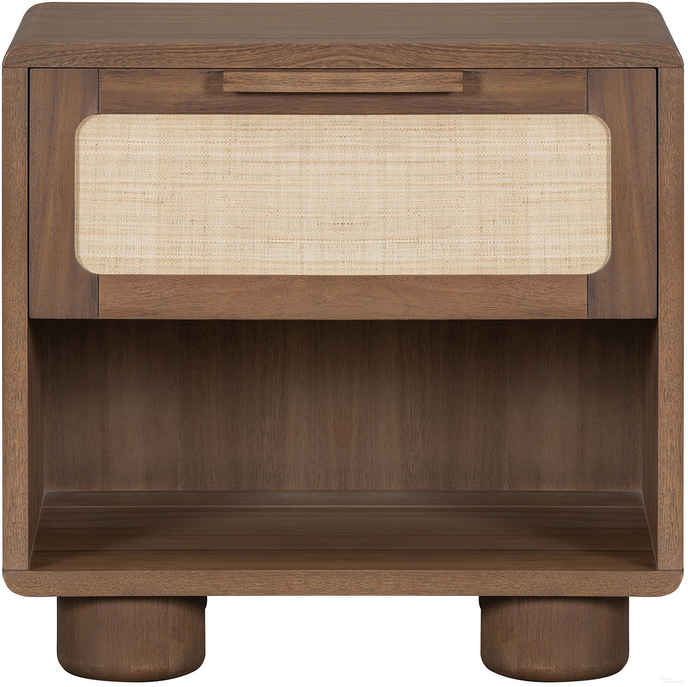 The appearance of Madera Acacia Wood with a Rattan Drawer Contempory 18 Inch Nightstand In Mocha designed by Salted Oak in the modern / contemporary interior design. This mocha piece of furniture  was selected by 1StopBedrooms from Madera Collection to add a touch of cosiness and style into your home. Sku: STO2304-MMC. Material: Acacia.