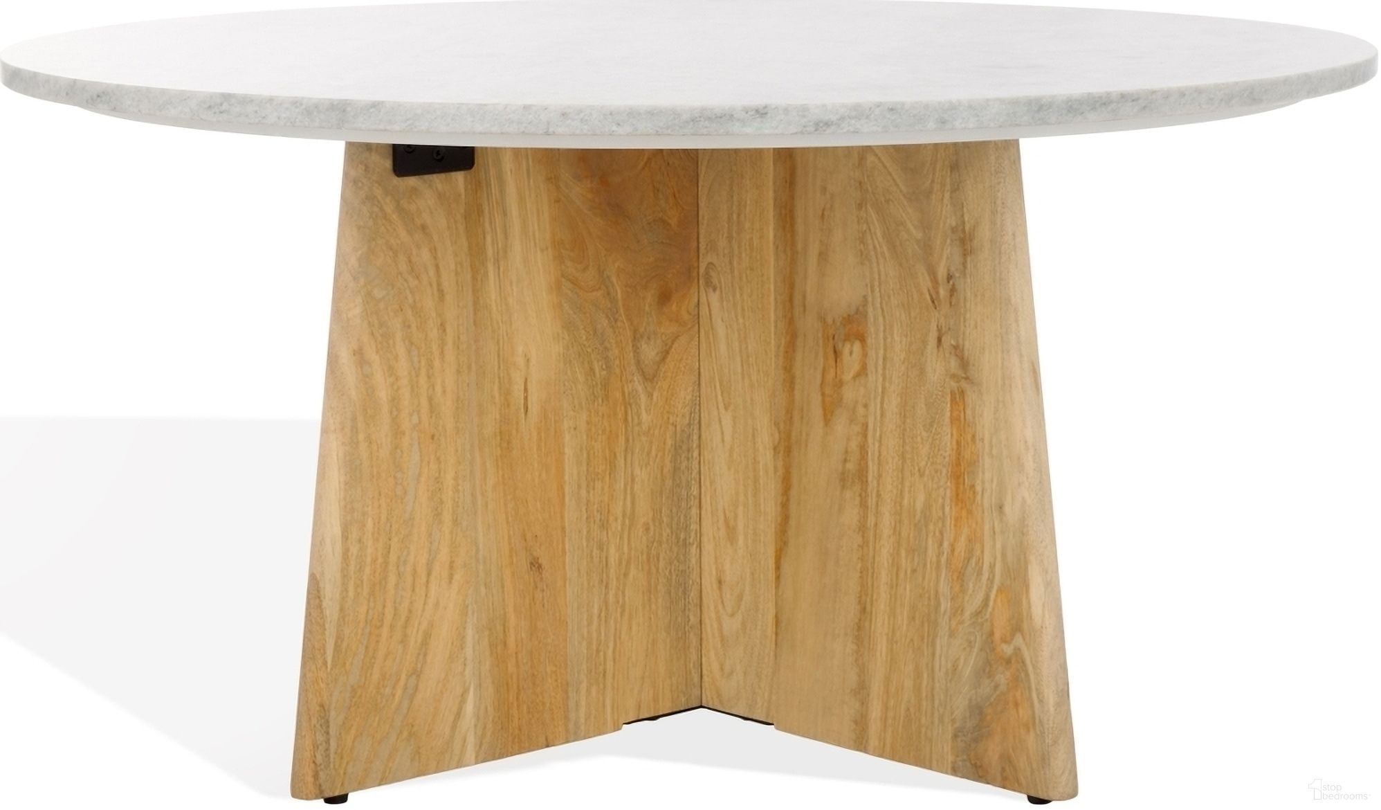 Madilynn Round Wood Coffee Table In Natural and Light Grey
