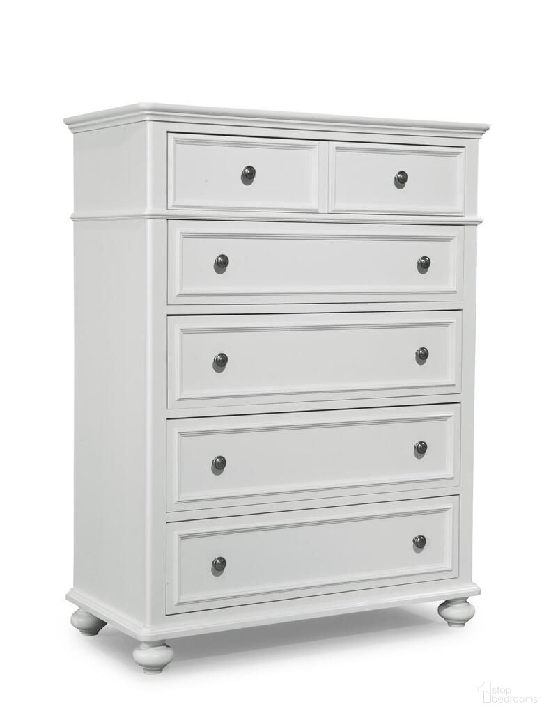 The appearance of Madison 5 Drawer Chest In Natural White designed by Legacy Classic in the transitional interior design. This natural white piece of furniture was selected by 1StopBedrooms from Madison Collection to add a touch of cosiness and style into your home. Sku: N2830-2200VC. Material: Birch Veneer.