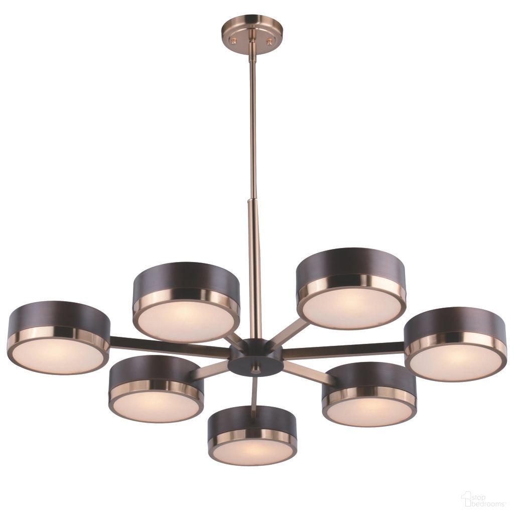 The appearance of Madison 7L Chandelier In Architectural Bronze and Natural Brass designed by Vaxcel in the transitional interior design. This architectural bronze/natural brass piece of furniture  was selected by 1StopBedrooms from Madison Collection to add a touch of cosiness and style into your home. Sku: H0219. Material: Steel.