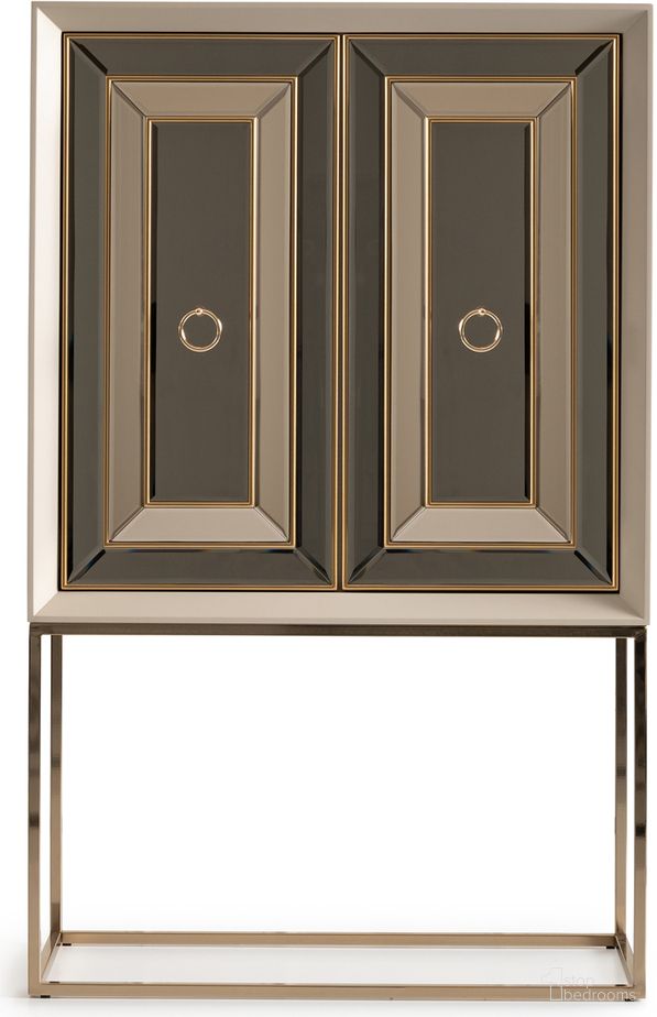 The appearance of Madison Bar Cabinet In Glistening Gold designed by Michael Amini in the modern / contemporary interior design. This glistening gold piece of furniture  was selected by 1StopBedrooms from Madison Collection to add a touch of cosiness and style into your home. Sku: LFR-MDSN500T-827;LFR-MDSN500B-827. Material: MDF.