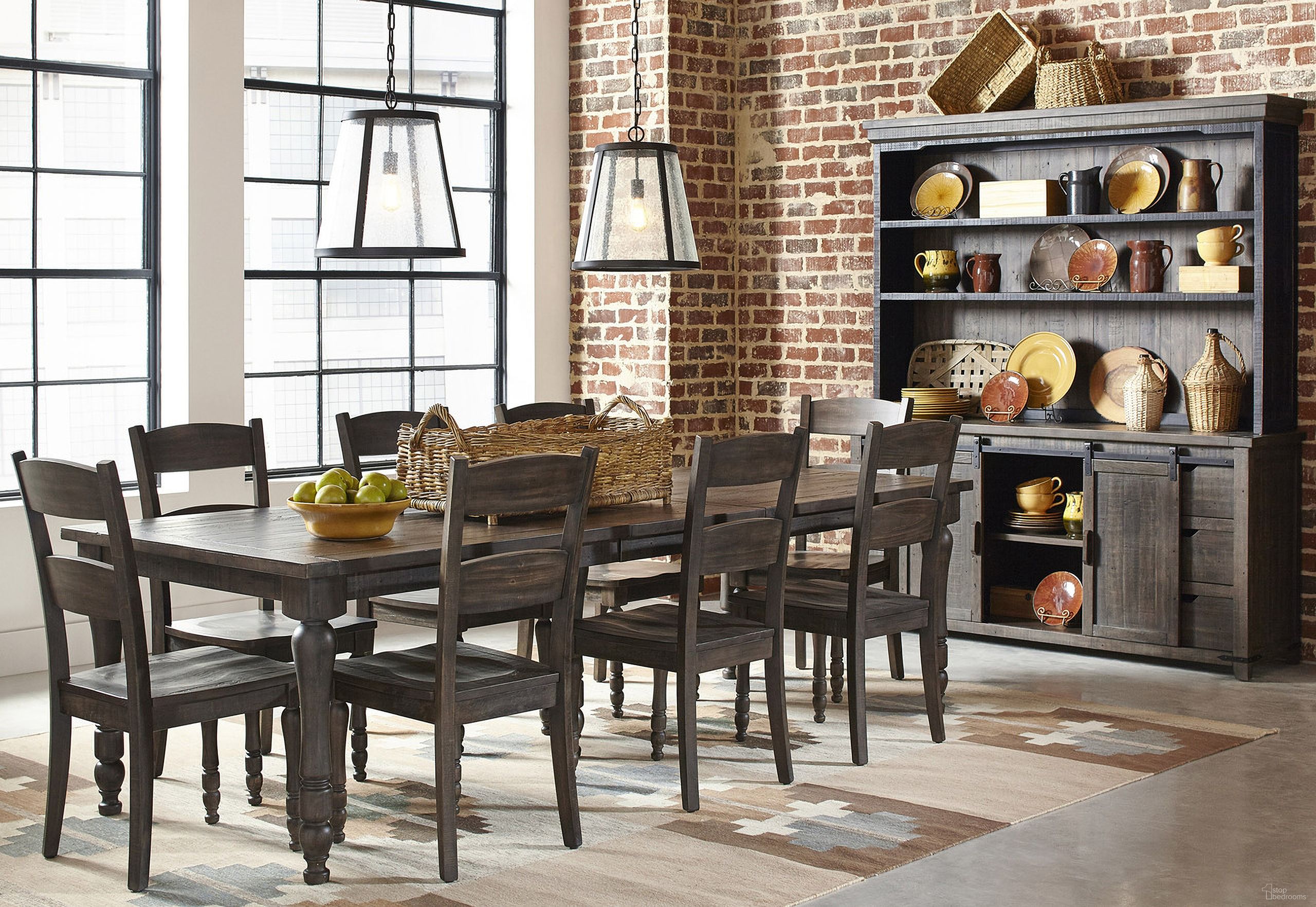 The appearance of Madison County 106 Inch 9 Piece Dining Set In Brown designed by Jofran in the country / farmhouse interior design. This brown piece of furniture  was selected by 1StopBedrooms from Madison County Collection to add a touch of cosiness and style into your home. Sku: 1700-106;1700-401KD;1700-401KD;1700-401KD;1700-401KD. Material: Pine.