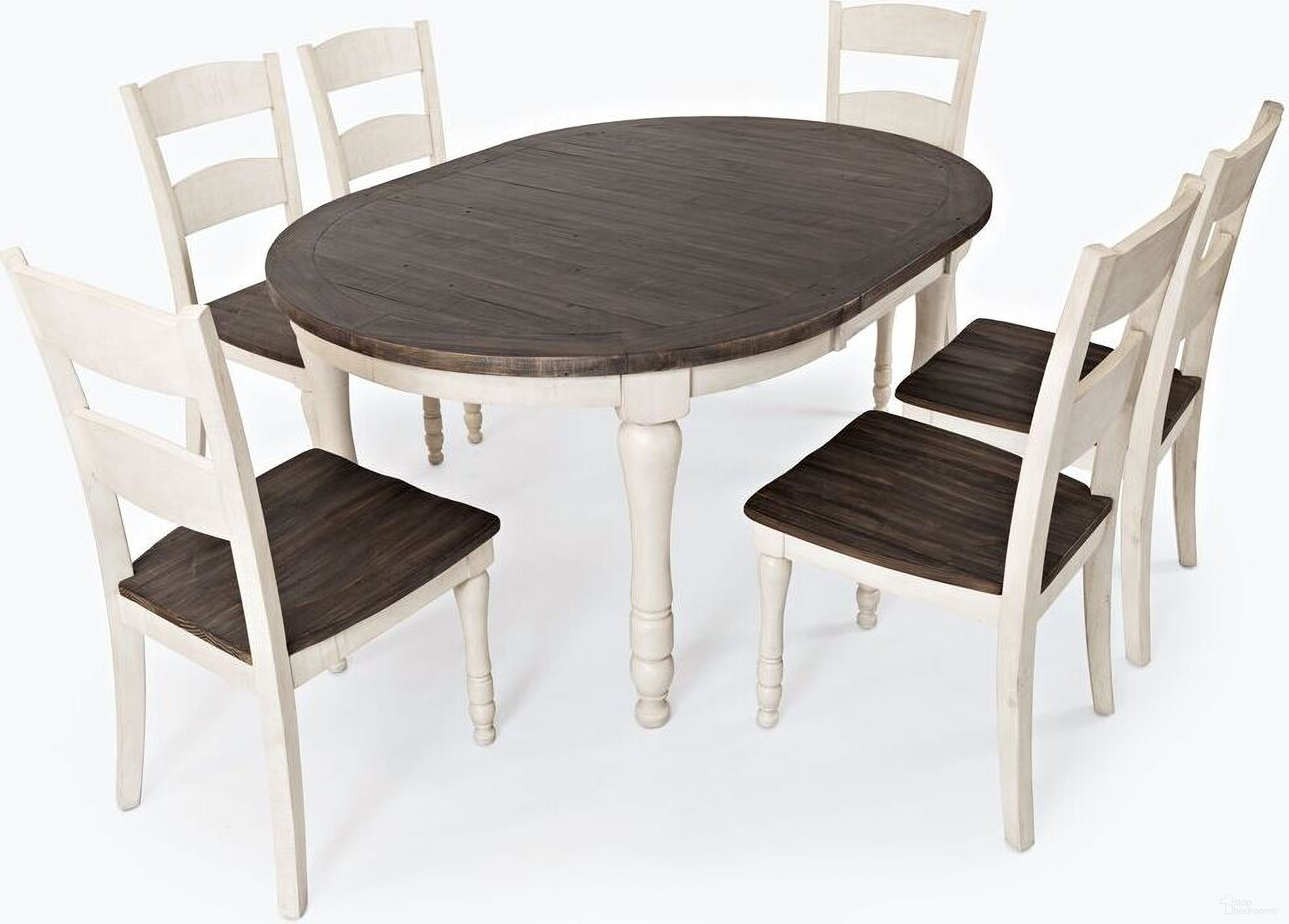 The appearance of Madison County Reclaimed Pine 66 Inch Oval Farmhouse Seven-Piece Dining Set In Vintage White designed by Jofran in the country / farmhouse interior design. This vintage white piece of furniture  was selected by 1StopBedrooms from Madison County Collection to add a touch of cosiness and style into your home. Sku: 1706-66;1706-401KD;1706-401KD;1706-401KD. Material: Pine.