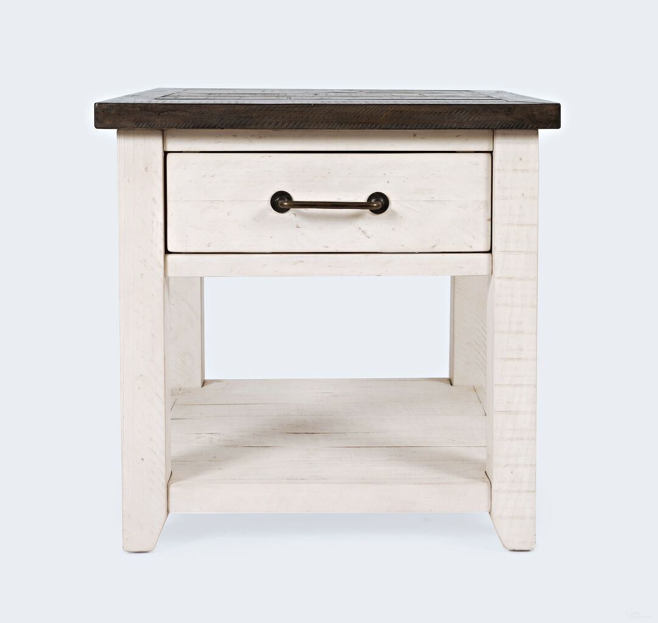 The appearance of Madison County Harris End Table In Vintage White designed by Jofran in the country / farmhouse interior design. This vintage white piece of furniture was selected by 1StopBedrooms from Madison County Collection to add a touch of cosiness and style into your home. Sku: 1706-13. Material: Pine.