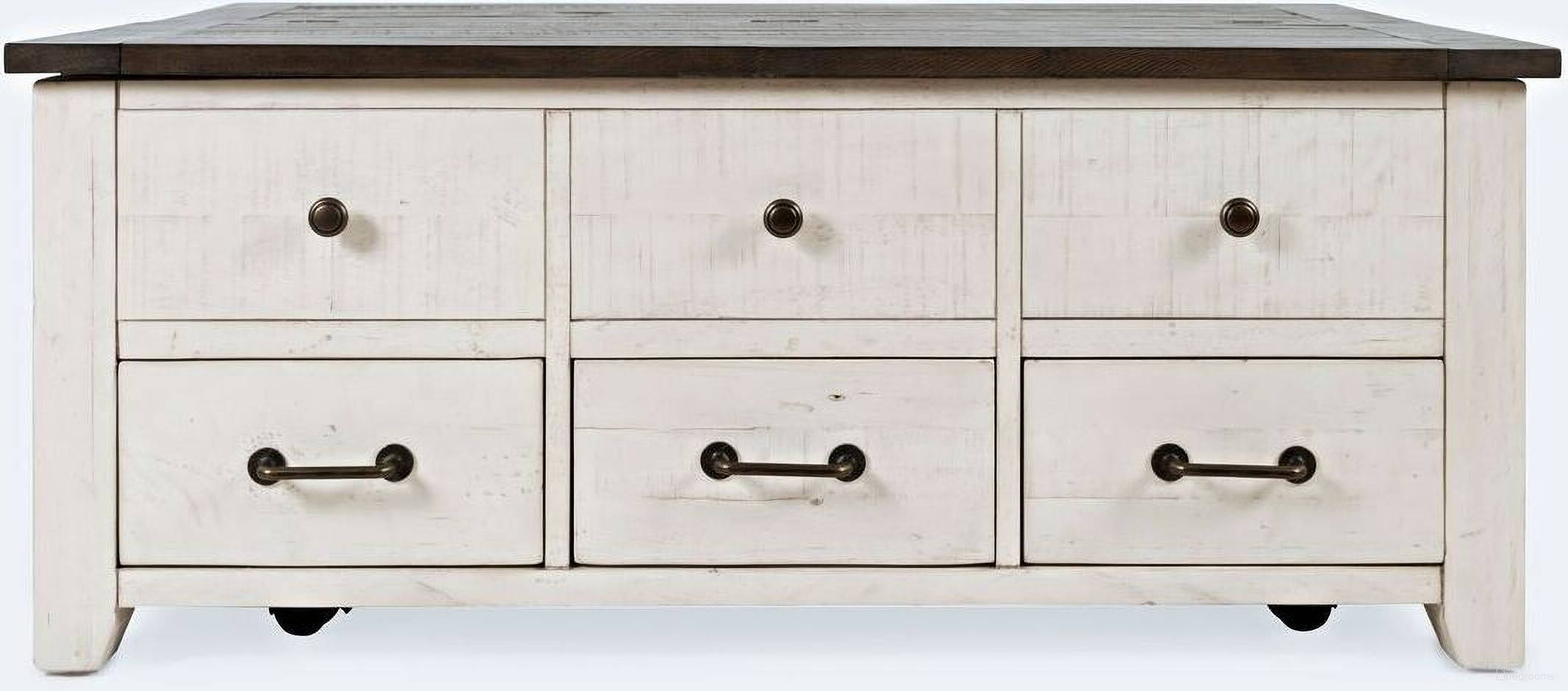 The appearance of Madison County 48 Inch Harris Lift Top Coffee Table In Vintage White designed by Jofran in the country / farmhouse interior design. This vintage white piece of furniture was selected by 1StopBedrooms from Madison County Collection to add a touch of cosiness and style into your home. Sku: 1706-15. Material: Pine.