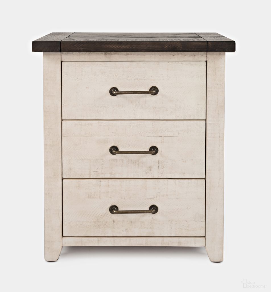 The appearance of Madison County USB Charging Nightstand In Vintage White designed by Jofran in the country / farmhouse interior design. This vintage white piece of furniture was selected by 1StopBedrooms from Madison County Collection to add a touch of cosiness and style into your home. Sku: 1706B-90ST. Material: Pine.