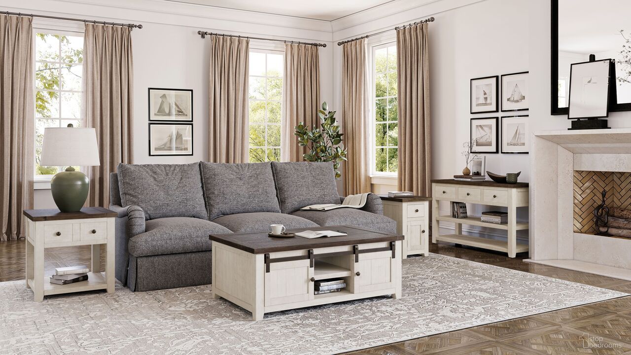 The appearance of Madison County Vintage White Barn Door Occasional Table Set designed by Jofran in the transitional interior design. This white and brown piece of furniture was selected by 1StopBedrooms from Madison County Collection to add a touch of cosiness and style into your home. Sku: 1706-5;1706-8. Material: Pine.
