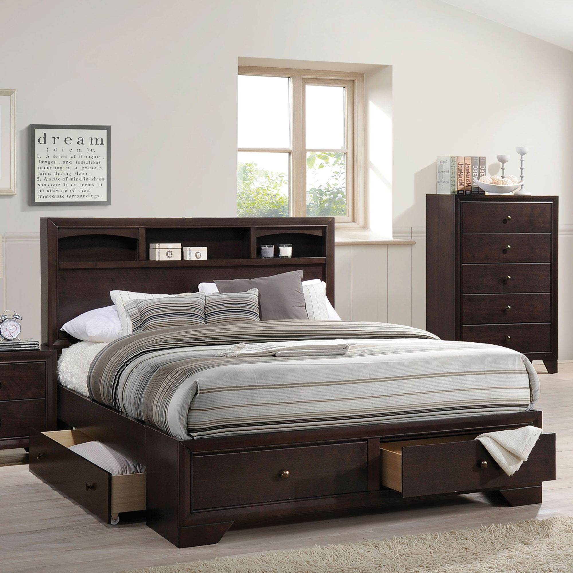 Madison II Bookcase Storage Bed (King)
