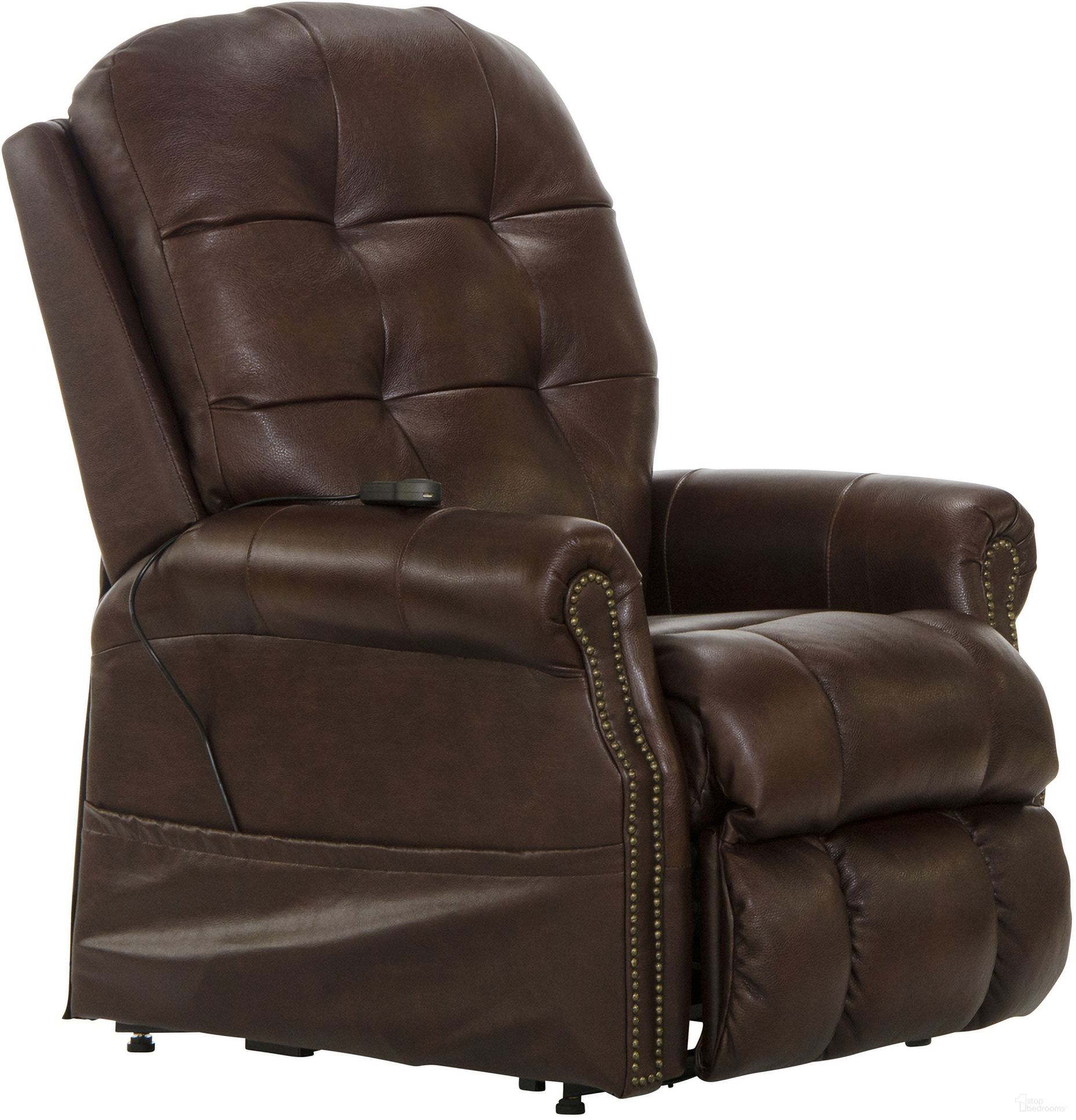 The appearance of Madison Italian Leather Power Lift Lay Flat Recliner In Walnut designed by Catnapper in the traditional interior design. This walnut piece of furniture was selected by 1StopBedrooms from Madison Collection to add a touch of cosiness and style into your home. Sku: 4891128319308319. Material: Leather.