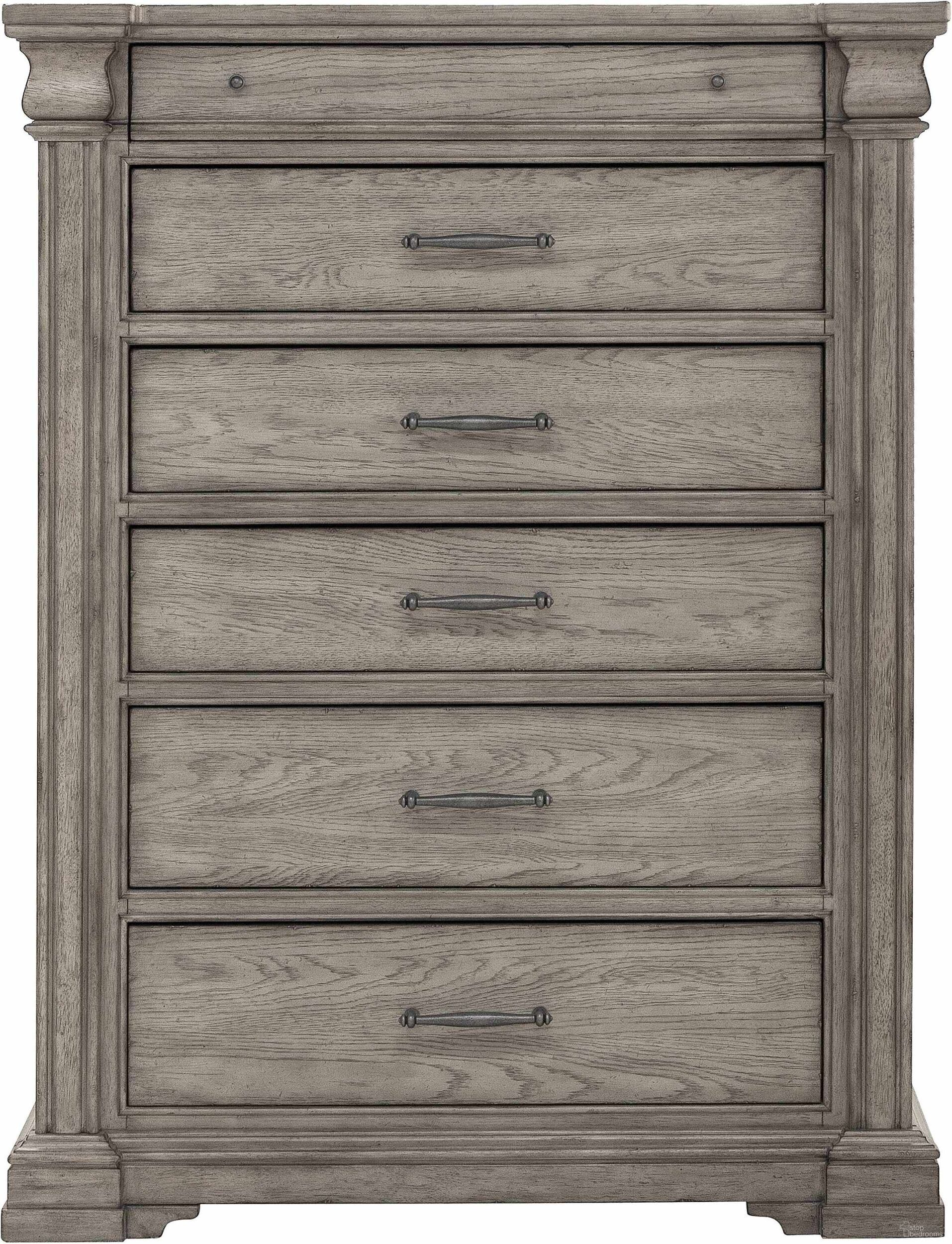 The appearance of Madison Ridge Drawer Chest designed by Pulaski in the traditional interior design. This dark color piece of furniture  was selected by 1StopBedrooms from Madison Ridge Collection to add a touch of cosiness and style into your home. Sku: P091124. Material: Oak Veneer.