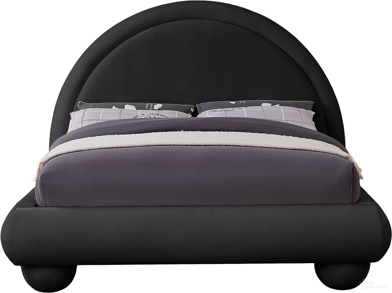 Madrid Velvet Full Bed In Black Velvet