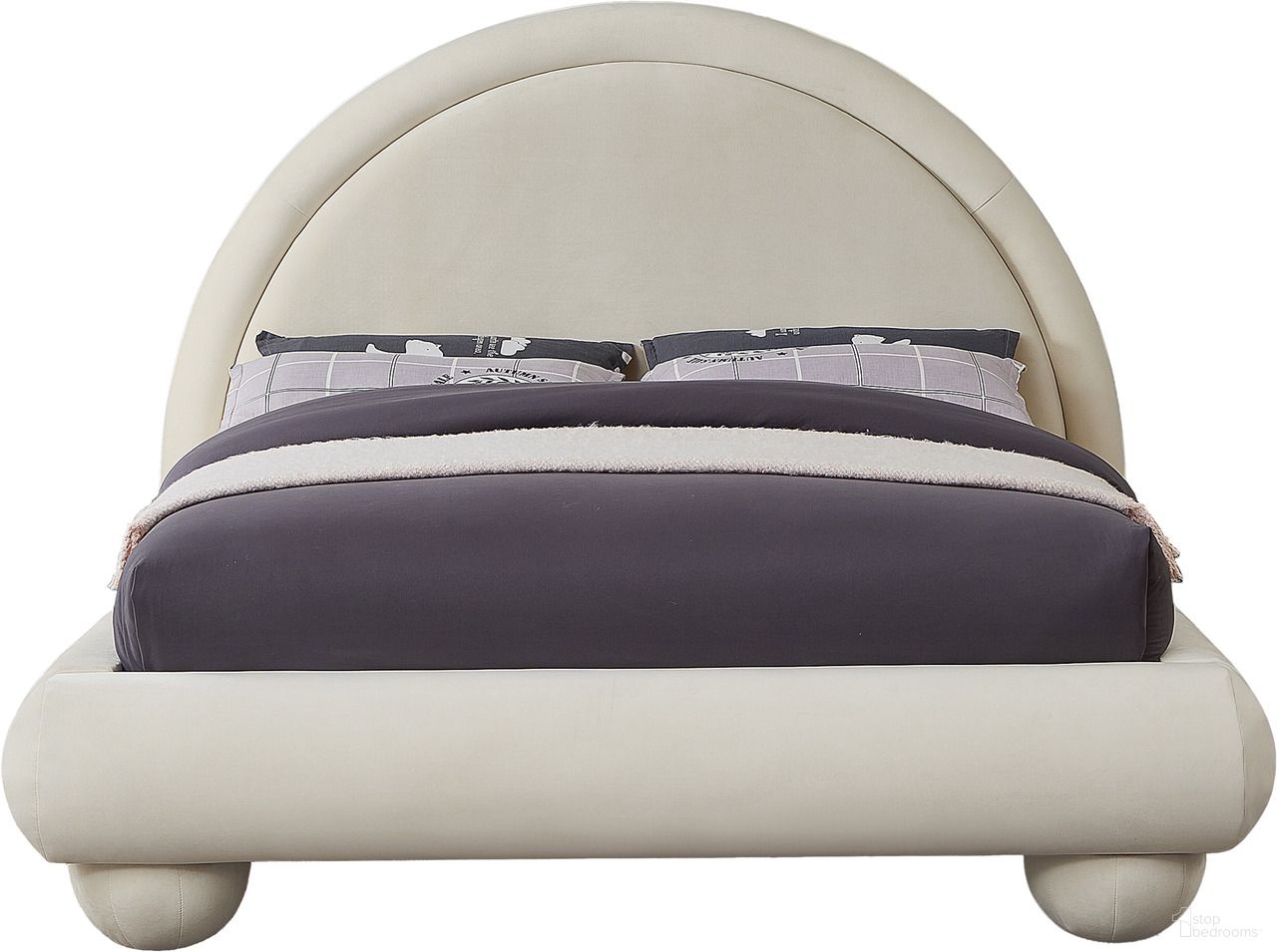 Madrid Velvet Full Bed In Cream Velvet