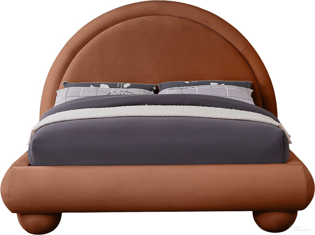 Madrid Velvet King Bed In Cognac Velvet