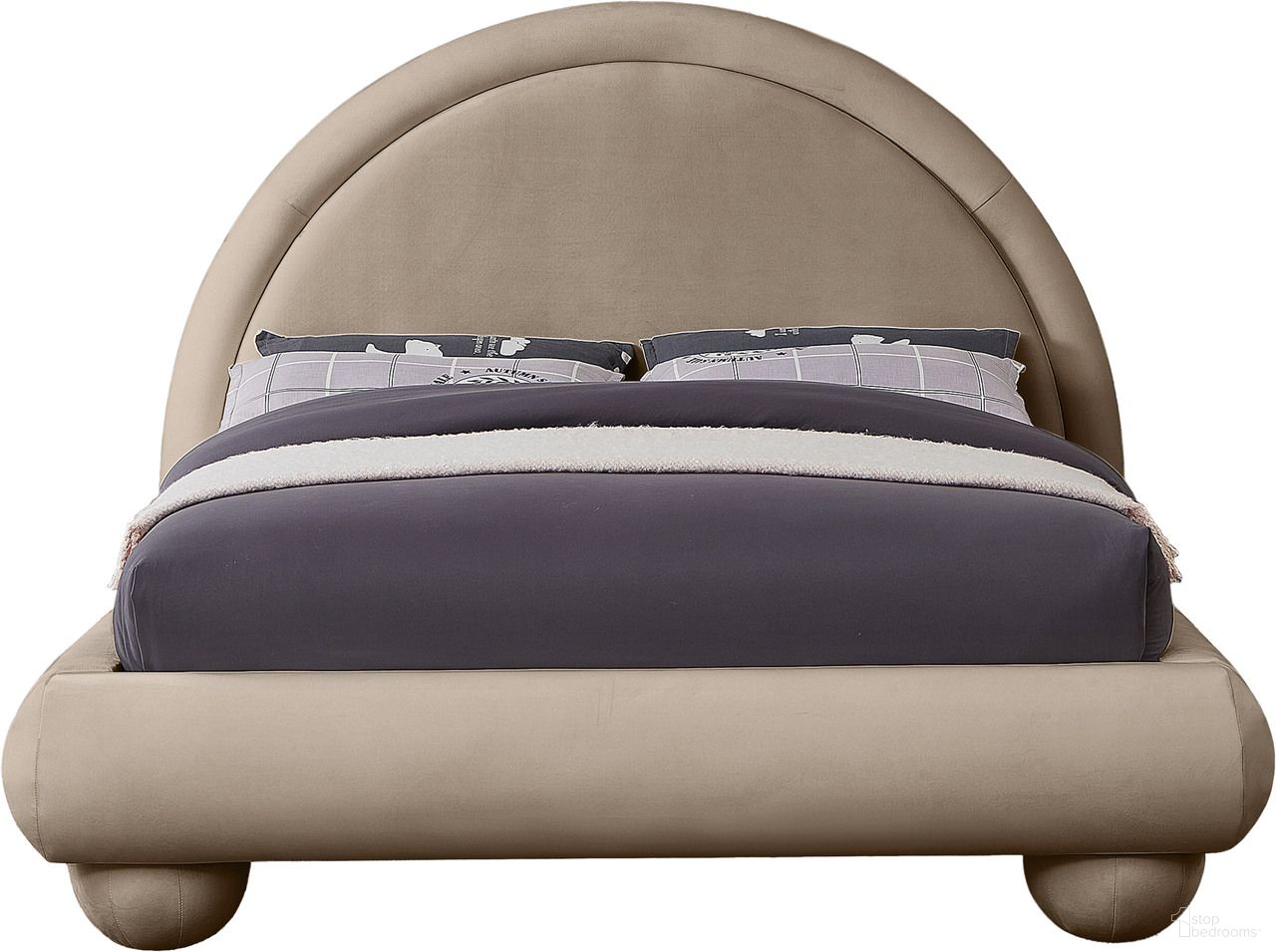 Madrid Velvet King Bed In Taupe