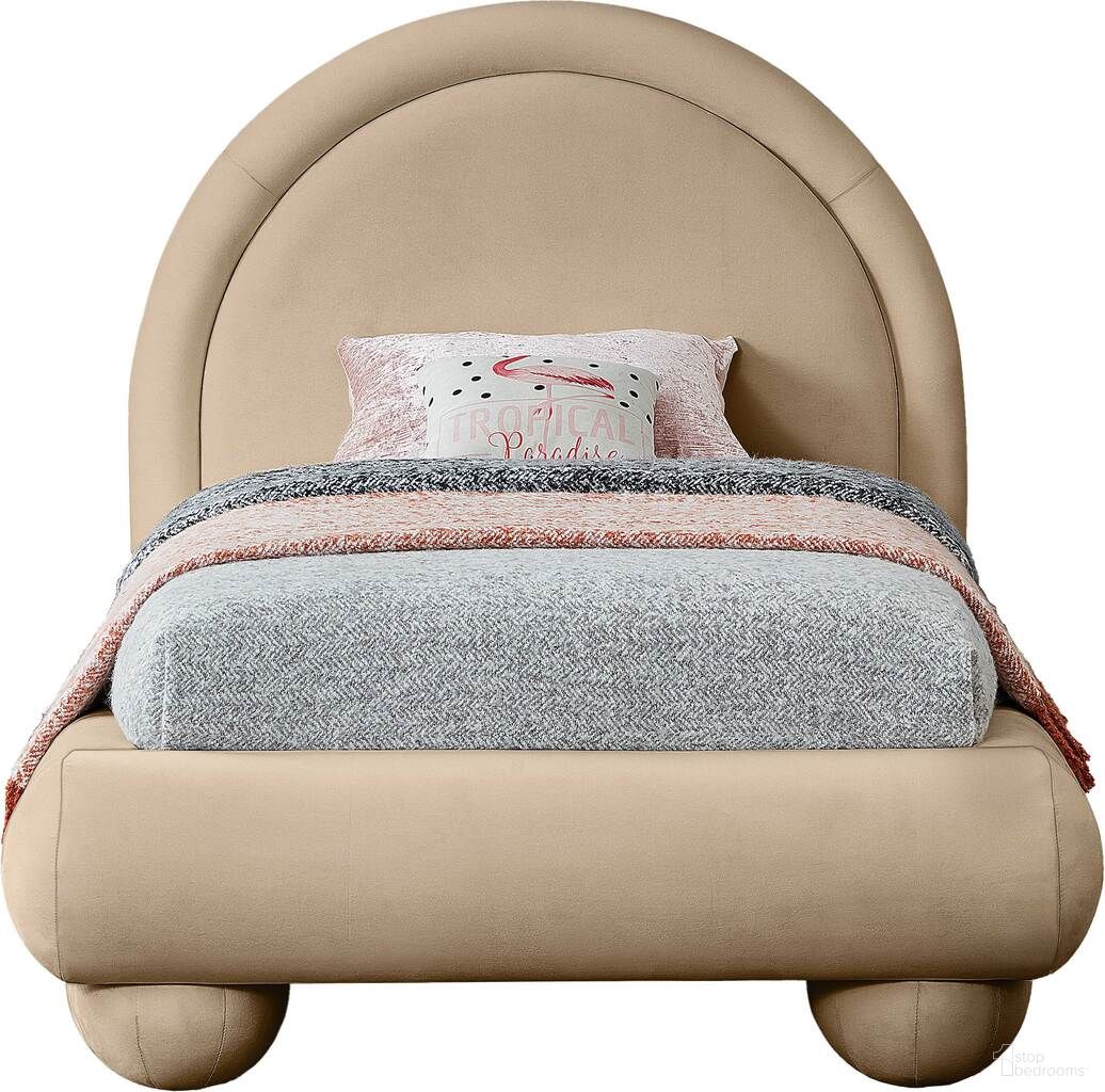 Madrid Velvet Twin Bed In Beige Velvet