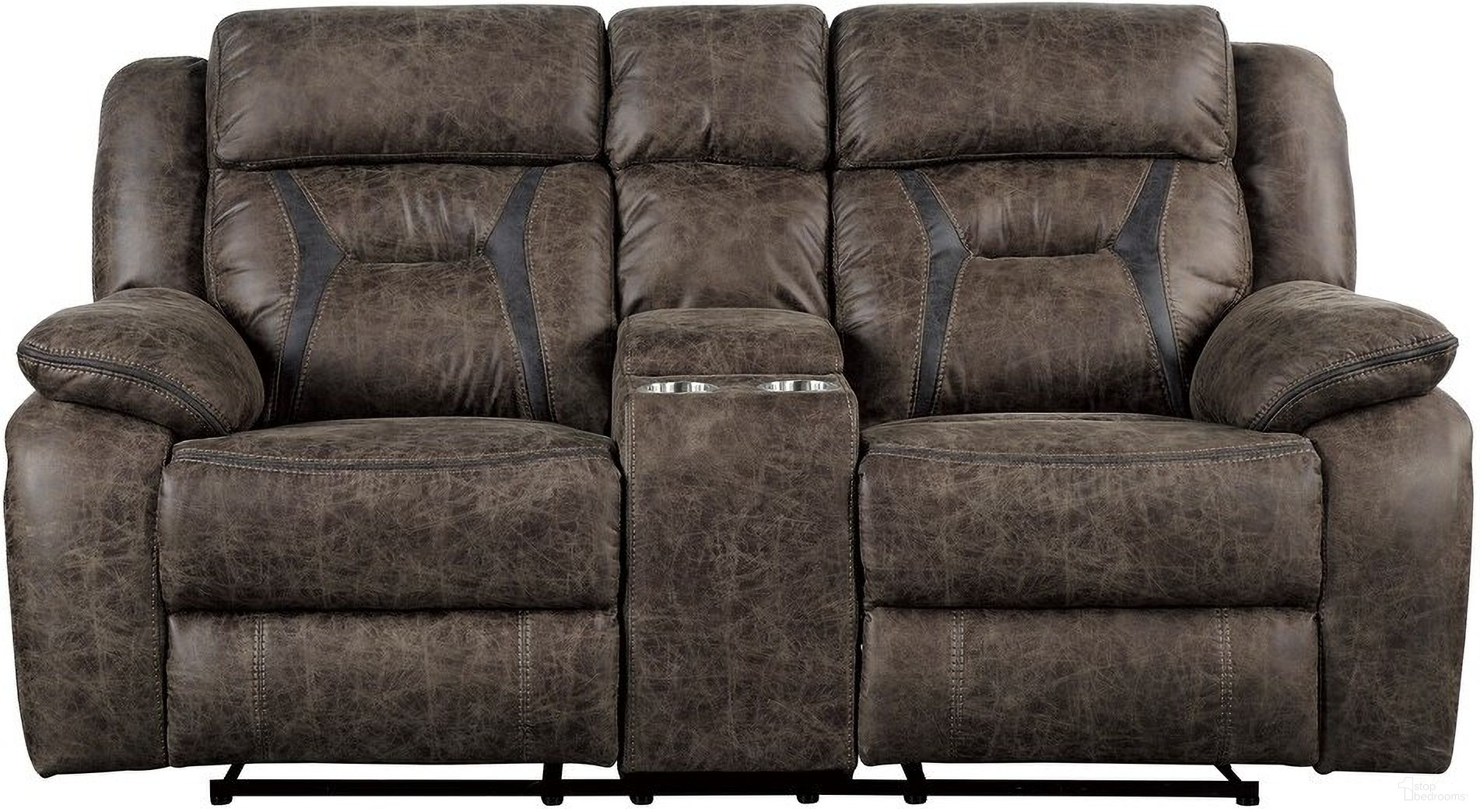The appearance of Madrona Double Reclining Loveseat designed by Homelegance in the traditional interior design. This brown piece of furniture  was selected by 1StopBedrooms from Madrona Collection to add a touch of cosiness and style into your home. Sku: 9989DB-2. Material: Microfiber.
