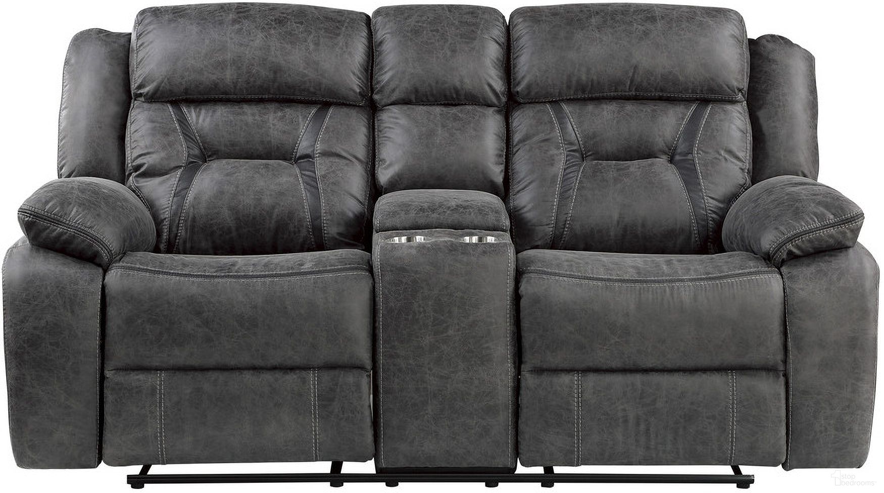 The appearance of Madrona Hill Double Reclining Loveseat with Center Console In Gray designed by Homelegance in the modern / contemporary interior design. This gray piece of furniture  was selected by 1StopBedrooms from Madrona Hill Collection to add a touch of cosiness and style into your home. Sku: 9989GY-2. Material: Microfiber.