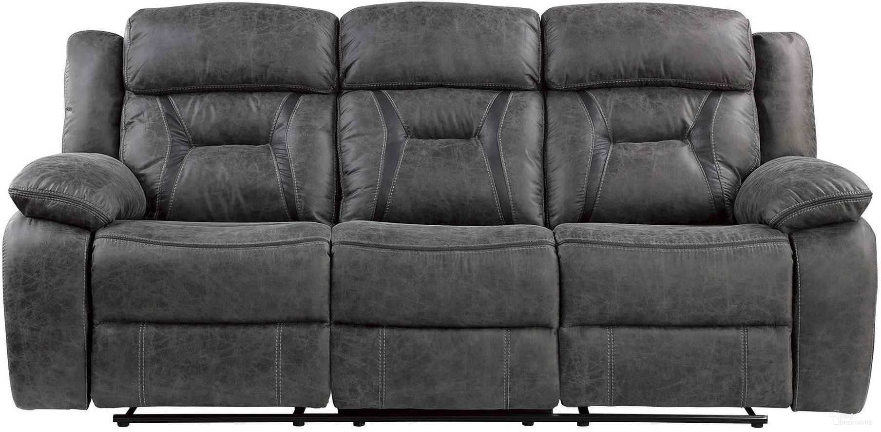 The appearance of Madrona Hill Double Reclining Sofa In Gray designed by Homelegance in the modern / contemporary interior design. This gray piece of furniture was selected by 1StopBedrooms from Madrona Hill Collection to add a touch of cosiness and style into your home. Sku: 9989GY-3. Material: Microfiber.