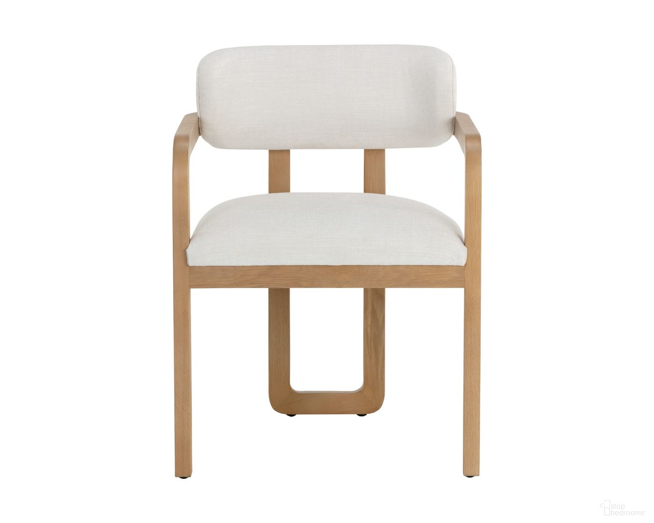 Madrone Dining Armchair In Rustic Oak and Heather Ivory Tweed
