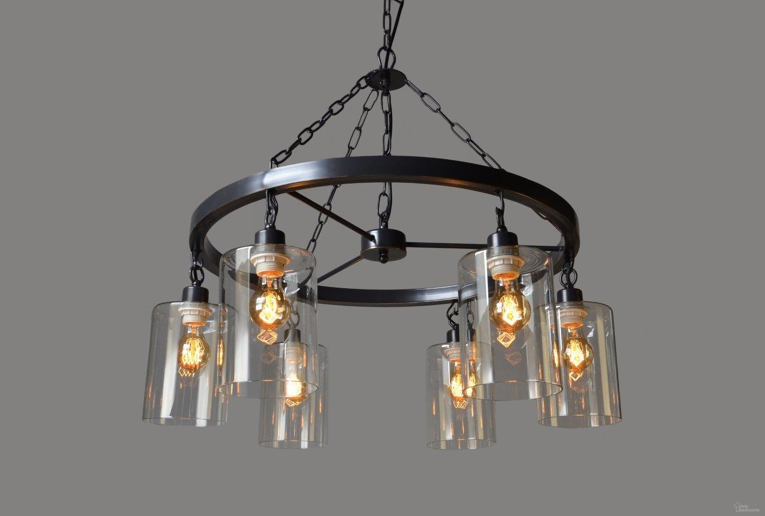 Mae Iron and Clear Glass Pendant In Black