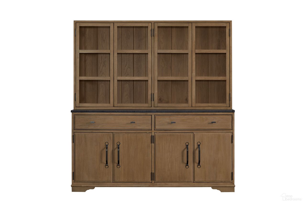 The appearance of Magnolia 2 Piece Cabinet with Hutch and Buffet In Almond designed by Bernell in the transitional interior design. This almond piece of furniture was selected by 1StopBedrooms from Magnolia Collection to add a touch of cosiness and style into your home. Sku: 3400-524-A. Material: Hickory.