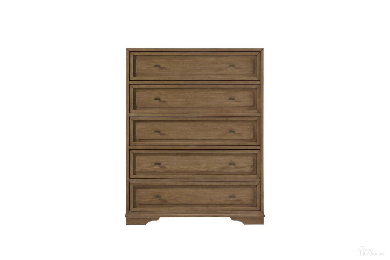 The appearance of Magnolia 5-Drawer Chest In Almond designed by Bernell in the transitional interior design. This almond piece of furniture was selected by 1StopBedrooms from Magnolia Collection to add a touch of cosiness and style into your home. Sku: 3400-151-A. Material: Hickory.