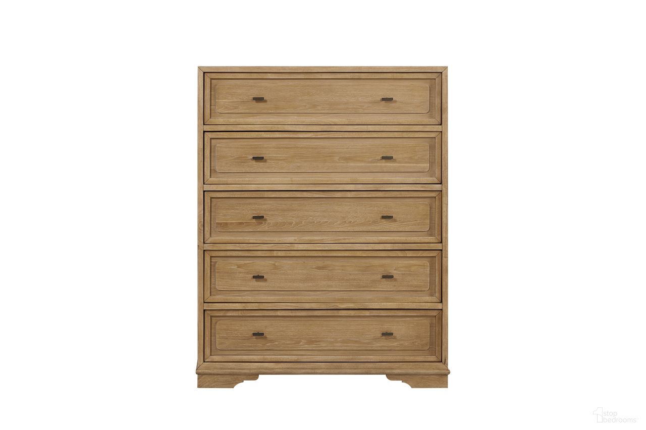 The appearance of Magnolia 5-Drawer Chest In Cashew designed by Bernell in the transitional interior design. This cashew piece of furniture was selected by 1StopBedrooms from Magnolia Collection to add a touch of cosiness and style into your home. Sku: 3400-151-C. Material: Hickory.