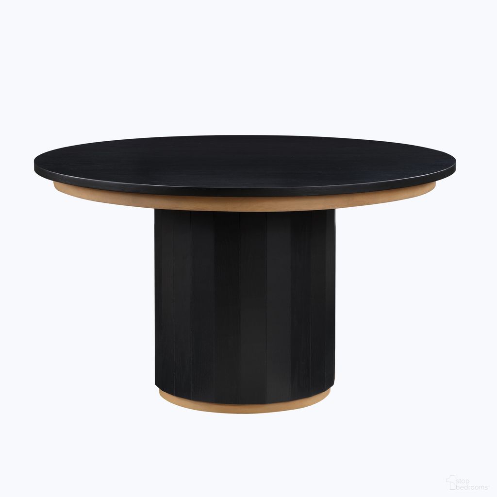 The appearance of Magnolia 52-Inch Round Table In Black and Gold designed by Steve Silver in the transitional interior design. This black/gold piece of furniture was selected by 1StopBedrooms from Magnolia Collection to add a touch of cosiness and style into your home. Sku: MM520KTT;MM520KTB. Table Base Style: Pedestal. Table Top Shape: Round. Material: MDF. Size: 52".