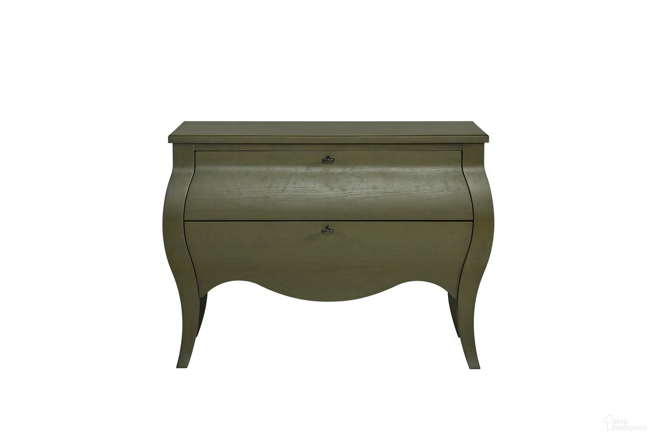 The appearance of Magnolia Bombe Chest In Pistachio designed by Bernell in the transitional interior design. This pistachio piece of furniture was selected by 1StopBedrooms from Magnolia Collection to add a touch of cosiness and style into your home. Sku: 3400-153-P. Material: Hickory.