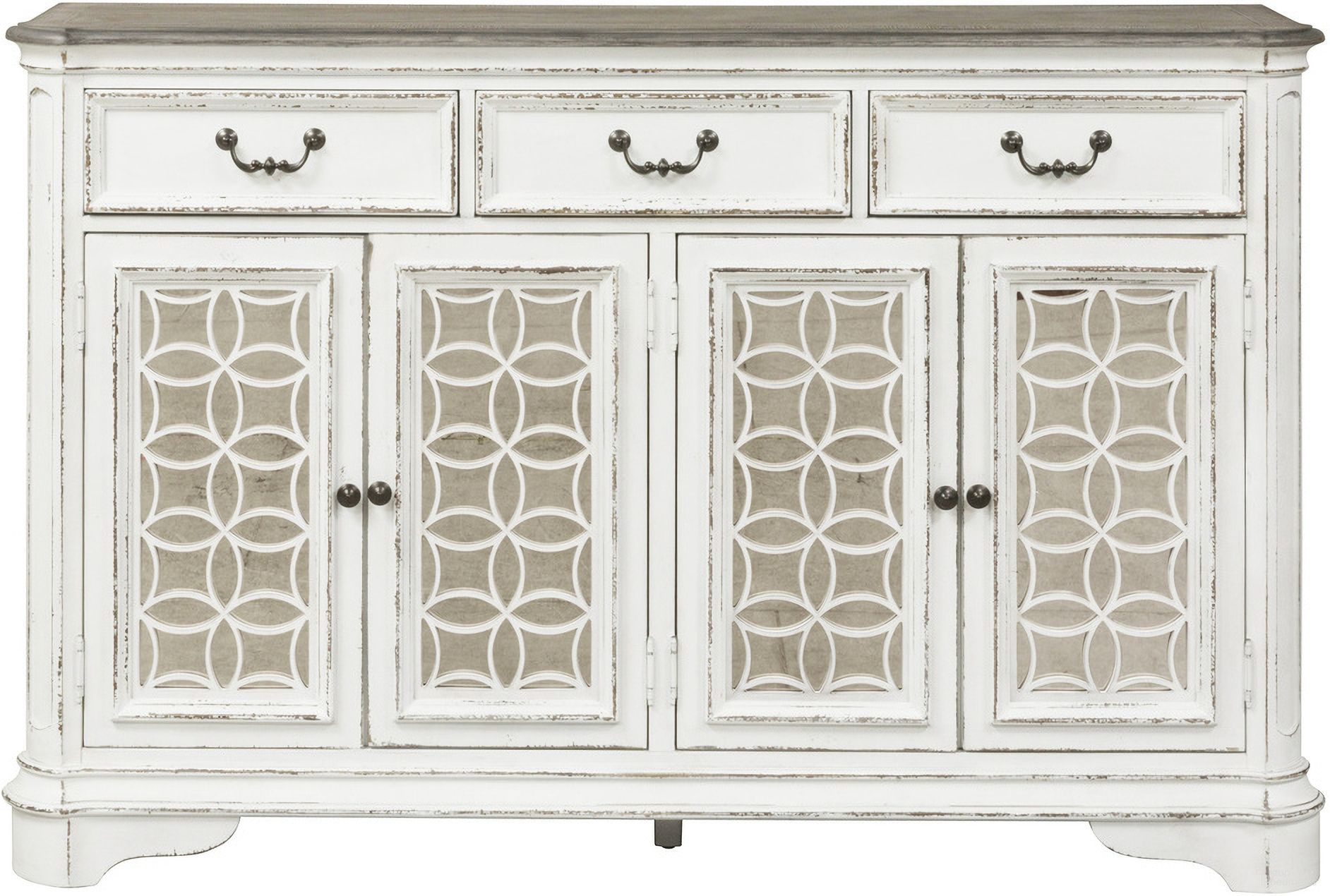 The appearance of Magnolia Manor Antique White Hall Buffet designed by Liberty in the transitional interior design. This antique white piece of furniture was selected by 1StopBedrooms from Magnolia Manor Collection to add a touch of cosiness and style into your home. Sku: 244-HB6642. Material: Wood.