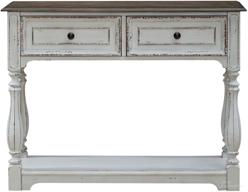 The appearance of Magnolia Manor Hall Console In White designed by Liberty in the traditional interior design. This white piece of furniture  was selected by 1StopBedrooms from Magnolia Manor Collection to add a touch of cosiness and style into your home. Sku: 244-AT2003. Material: Rubberwood.